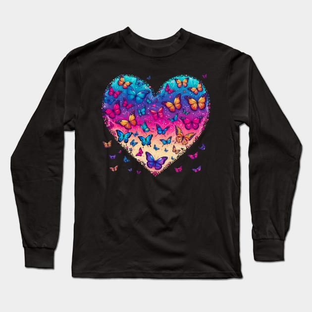 Fluttering Heart Love Long Sleeve T-Shirt by Annabelhut